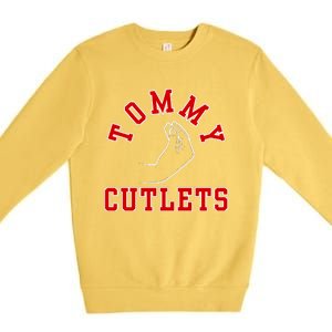 Tommy Cutlets Funny Italian Hand Gesture Football Design Premium Crewneck Sweatshirt