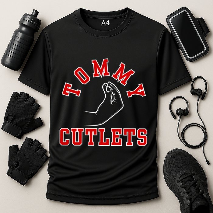 Tommy Cutlets Funny Italian Hand Gesture Football Design Cooling Performance Crew T-Shirt