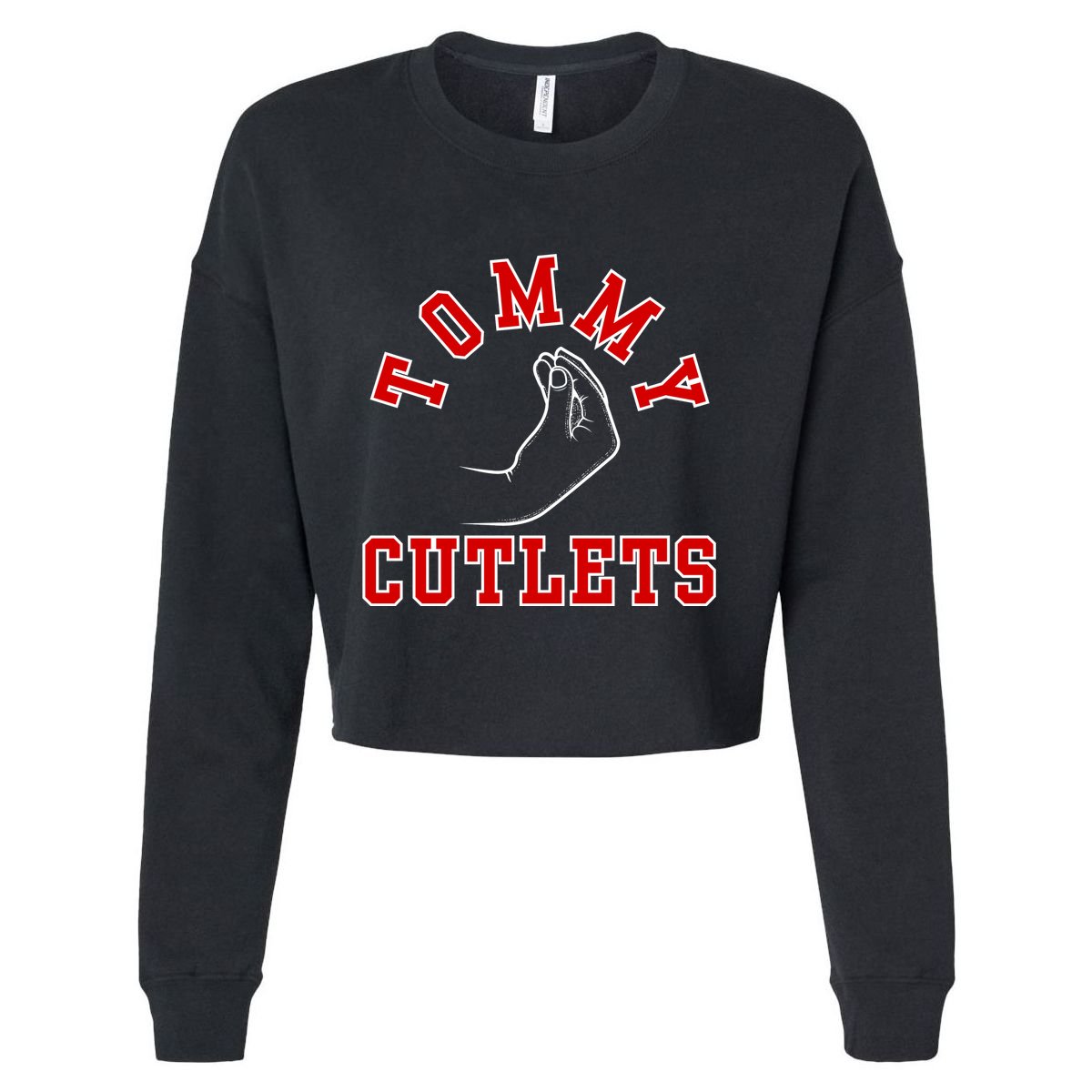 Tommy Cutlets Funny Italian Hand Gesture Football Design Cropped Pullover Crew