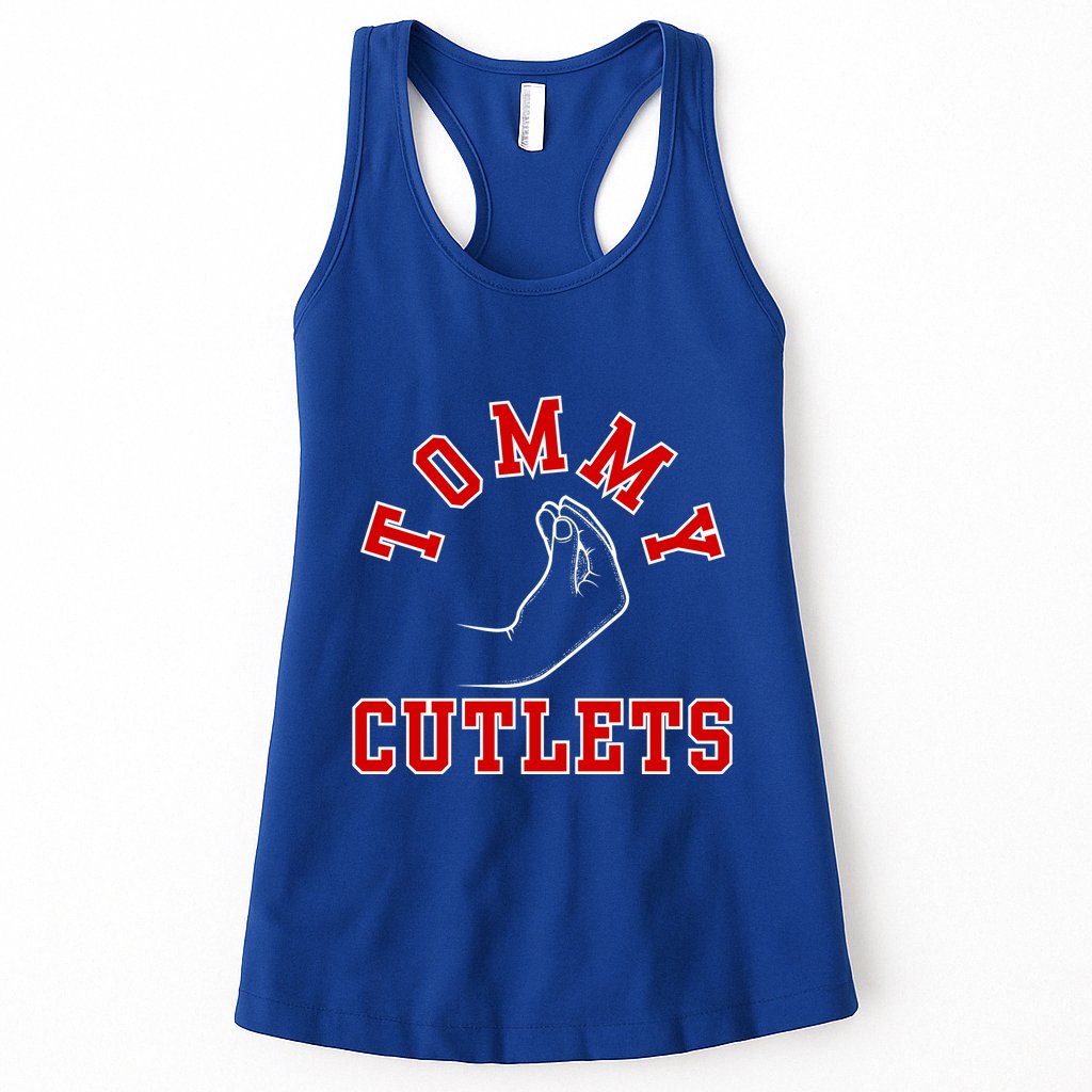 Tommy Cutlets Funny Italian Hand Gesture Football Design Womens Tank Top
