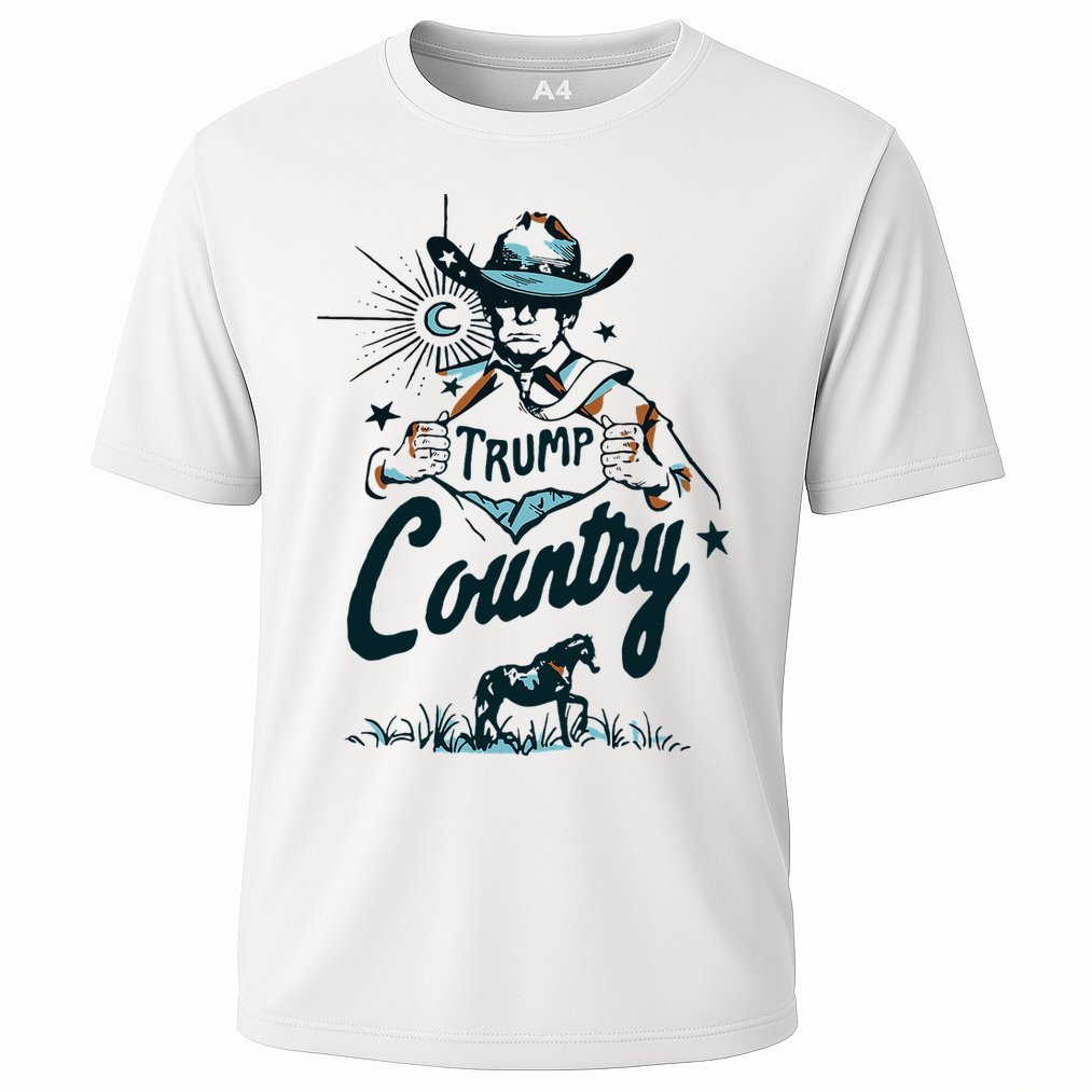 Trump Country Funny Western Trump Cowboy Horse Cooling Performance Crew T-Shirt