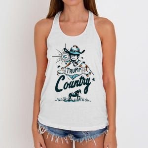 Trump Country Funny Western Trump Cowboy Horse Women's Knotted Racerback Tank