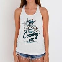 Trump Country Funny Western Trump Cowboy Horse Women's Knotted Racerback Tank