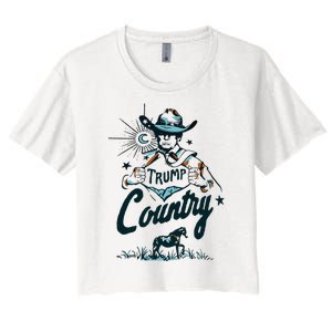 Trump Country Funny Western Trump Cowboy Horse Women's Crop Top Tee