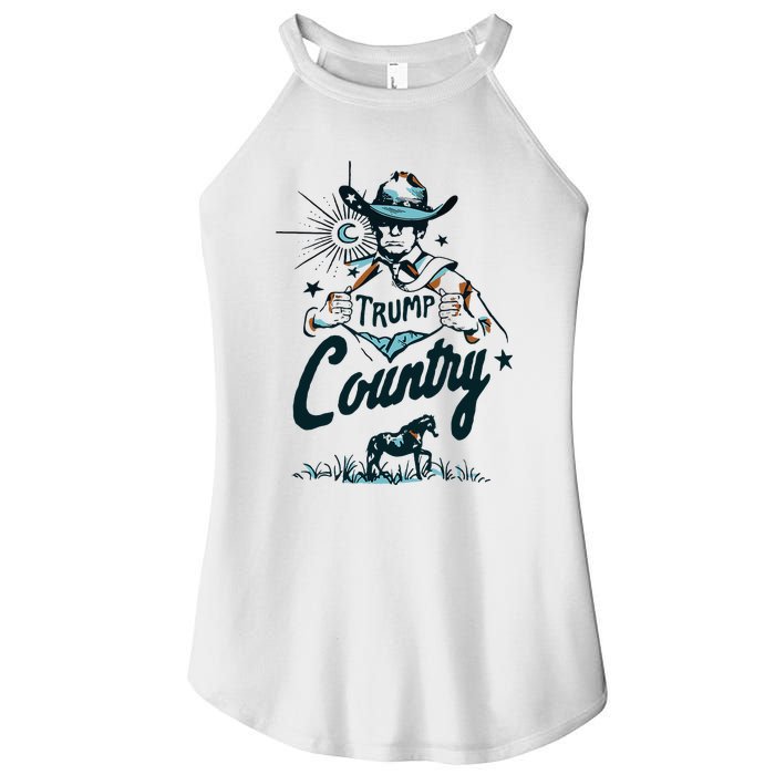 Trump Country Funny Western Trump Cowboy Horse Women's Perfect Tri Rocker Tank