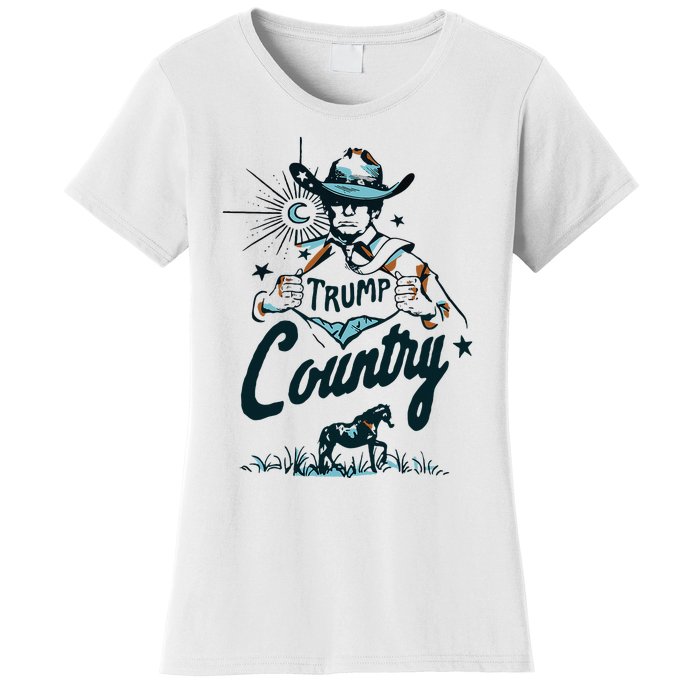 Trump Country Funny Western Trump Cowboy Horse Women's T-Shirt