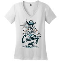 Trump Country Funny Western Trump Cowboy Horse Women's V-Neck T-Shirt