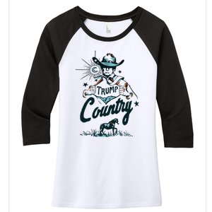 Trump Country Funny Western Trump Cowboy Horse Women's Tri-Blend 3/4-Sleeve Raglan Shirt