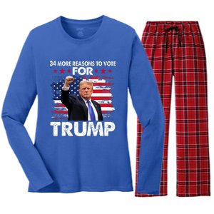 Trump Convicted Felon 34 More Reasons To Vote Women's Long Sleeve Flannel Pajama Set 