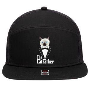 The Catfather Funny Cute Cat Father Dad Owner Pet Kitty 7 Panel Mesh Trucker Snapback Hat