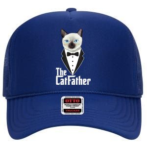 The Catfather Funny Cute Cat Father Dad Owner Pet Kitty High Crown Mesh Back Trucker Hat