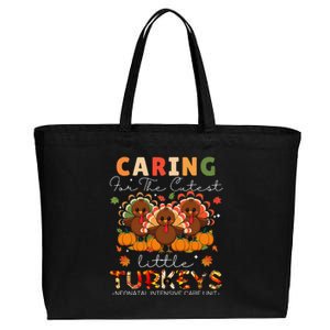 Thankful Caring For The Cutest Little Turkey Cool Nicu Nurse Cotton Canvas Jumbo Tote