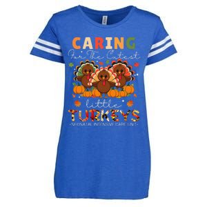 Thankful Caring For The Cutest Little Turkey Cool Nicu Nurse Enza Ladies Jersey Football T-Shirt