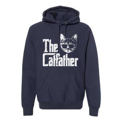 The Catfather Funny Cat Dad Fathers Day Movie Pun Papa Premium Hoodie