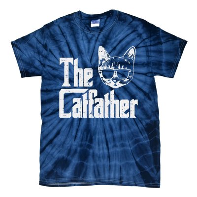 The Catfather Funny Cat Dad Fathers Day Movie Pun Papa Tie-Dye T-Shirt