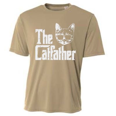 The Catfather Funny Cat Dad Fathers Day Movie Pun Papa Cooling Performance Crew T-Shirt