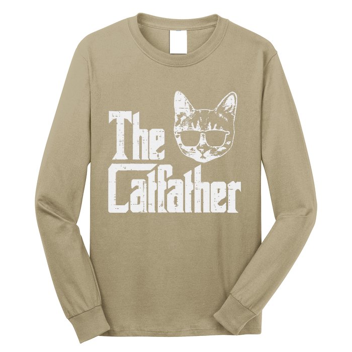 The Catfather Funny Cat Dad Fathers Day Movie Pun Papa Long Sleeve Shirt