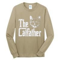 The Catfather Funny Cat Dad Fathers Day Movie Pun Papa Tall Long Sleeve T-Shirt