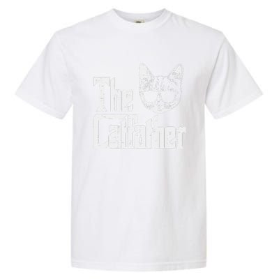 The Catfather Funny Cat Dad Fathers Day Movie Pun Papa Garment-Dyed Heavyweight T-Shirt