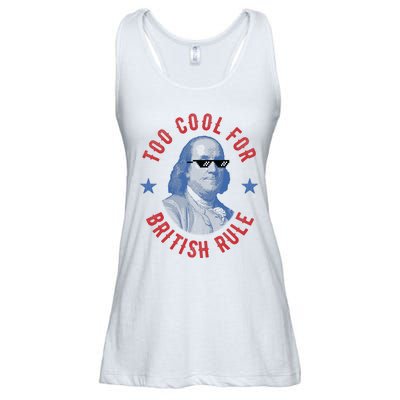 Too Cool For British Rule Funny Ben Benjamin Franklin 4th Of July Ladies Essential Flowy Tank