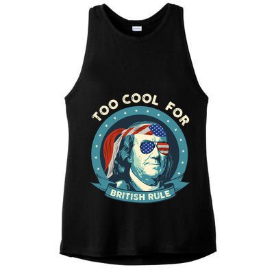 Too Cool For British Rule Ben Franklin 4th Of July Funny Ladies PosiCharge Tri-Blend Wicking Tank