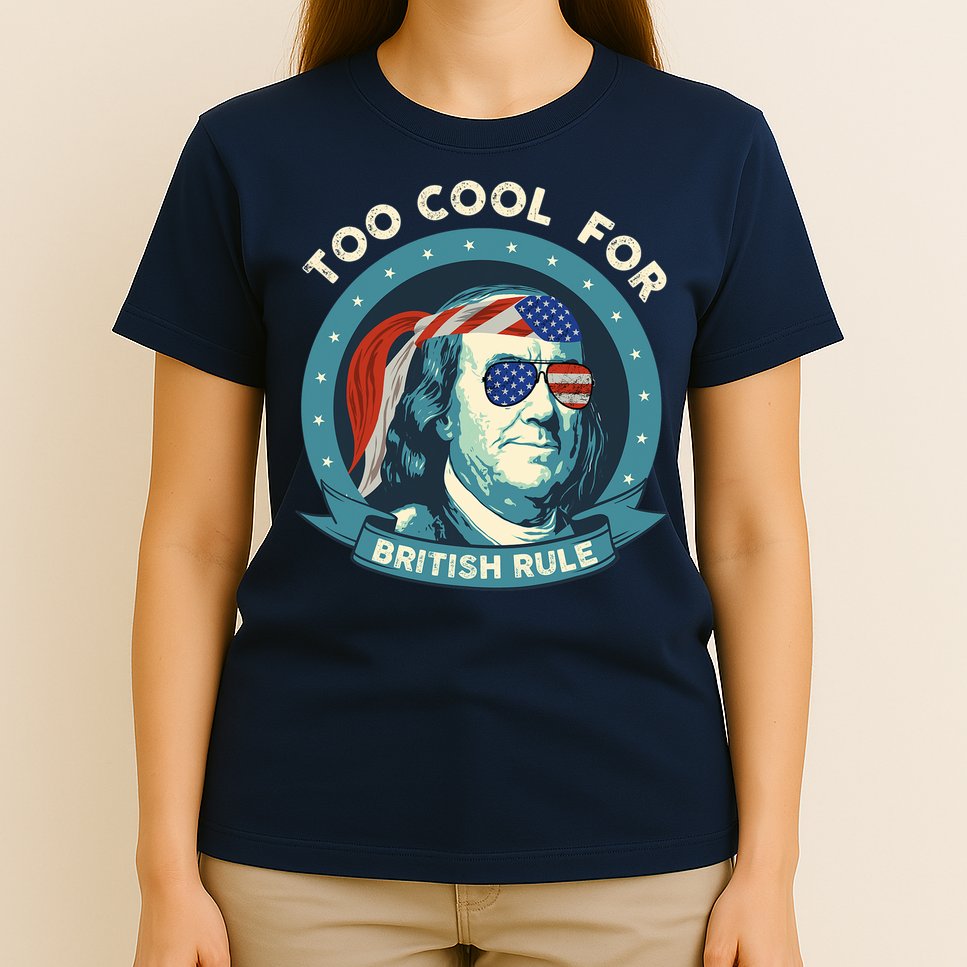 Too Cool For British Rule Ben Franklin 4th Of July Funny T-Shirt