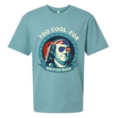 Too Cool For British Rule Ben Franklin 4th Of July Funny Sueded Cloud Jersey T-Shirt