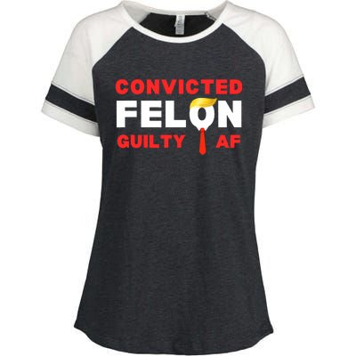 Trump Convicted Felon Guilty Af Lock Him Up Trump For Prison Enza Ladies Jersey Colorblock Tee