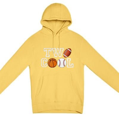 Two Cool For Birthday Boy Football Basketball Premium Pullover Hoodie