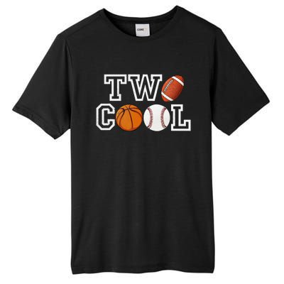 Two Cool For Birthday Boy Football Basketball Tall Fusion ChromaSoft Performance T-Shirt