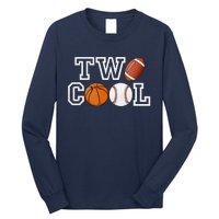 Two Cool For Birthday Boy Football Basketball Long Sleeve Shirt