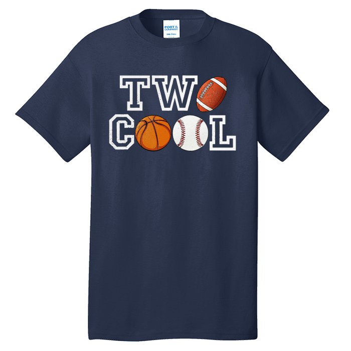 Two Cool For Birthday Boy Football Basketball Tall T-Shirt