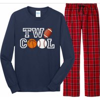 Two Cool For Birthday Boy Football Basketball Long Sleeve Pajama Set