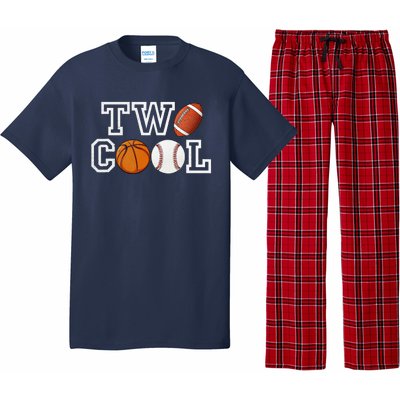 Two Cool For Birthday Boy Football Basketball Pajama Set