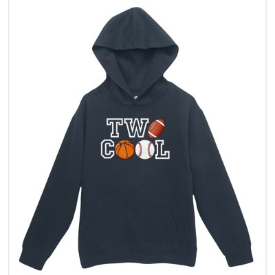 Two Cool For Birthday Boy Football Basketball Urban Pullover Hoodie