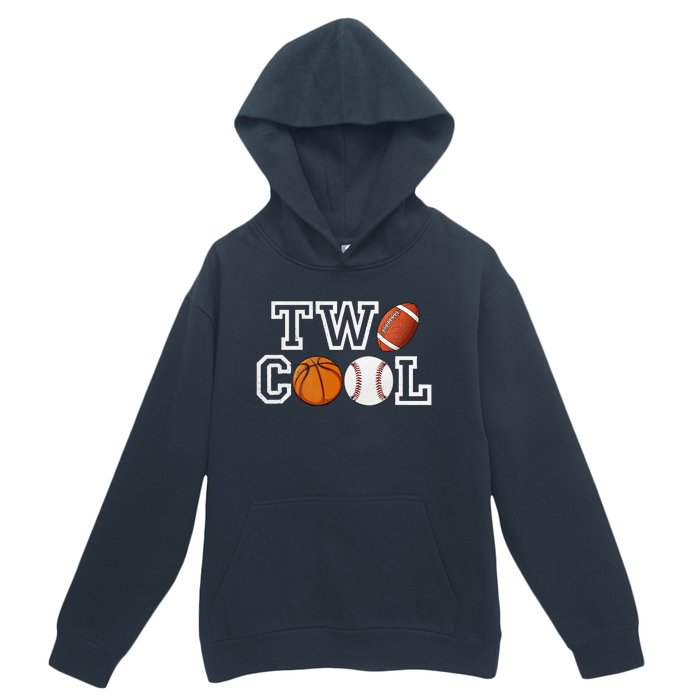 Two Cool For Birthday Boy Football Basketball Urban Pullover Hoodie