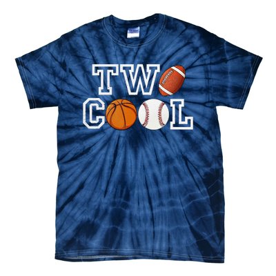 Two Cool For Birthday Boy Football Basketball Tie-Dye T-Shirt