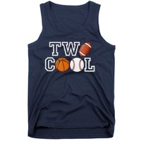 Two Cool For Birthday Boy Football Basketball Tank Top