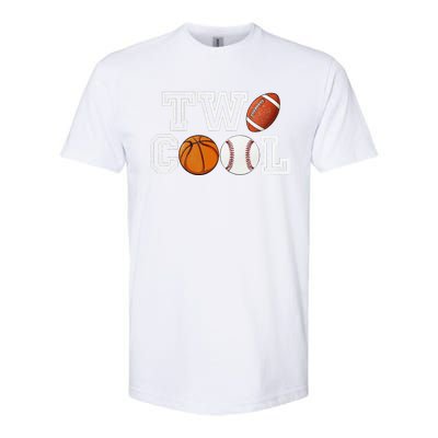 Two Cool For Birthday Boy Football Basketball Softstyle CVC T-Shirt