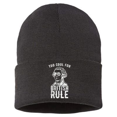 Too Cool For British Rule Usa Funny Sustainable Knit Beanie