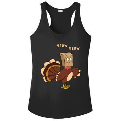 Thanksgiving Cat Funny Fake Cat Meow Thanksgiving Turkey Gift Ladies PosiCharge Competitor Racerback Tank