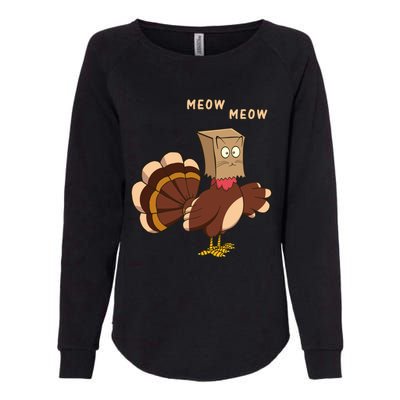 Thanksgiving Cat Funny Fake Cat Meow Thanksgiving Turkey Gift Womens California Wash Sweatshirt