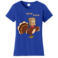 Thanksgiving Cat Funny Fake Cat Meow Thanksgiving Turkey Gift Women's T-Shirt