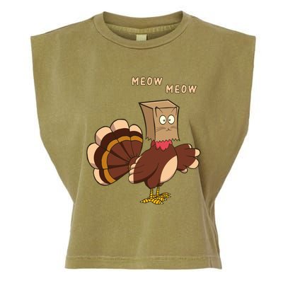 Thanksgiving Cat Funny Fake Cat Meow Thanksgiving Turkey Gift Garment-Dyed Women's Muscle Tee