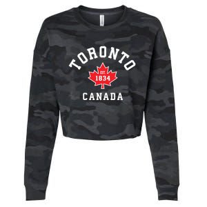 Toronto Canada Funny Gift Canadian Flag Maple Leaf Gift Cropped Pullover Crew