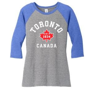 Toronto Canada Funny Gift Canadian Flag Maple Leaf Gift Women's Tri-Blend 3/4-Sleeve Raglan Shirt