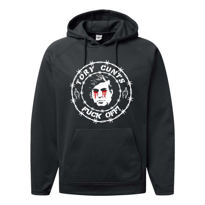 Tory Cunts Fuck Off Performance Fleece Hoodie