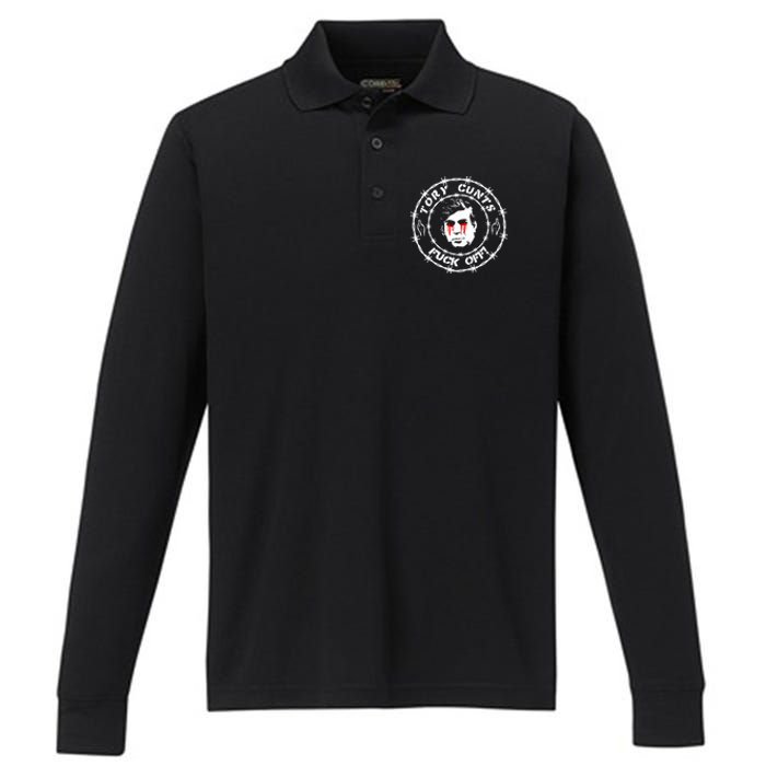 Tory Cunts Fuck Off Performance Long Sleeve Polo