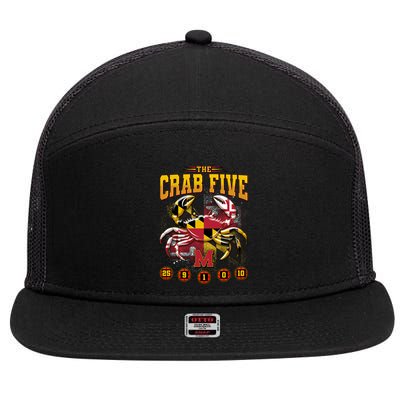 The Crab Five Maryland Basketball Sports Fan 7 Panel Mesh Trucker Snapback Hat