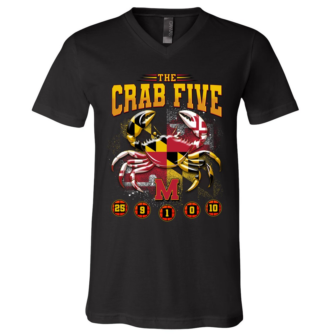 The Crab Five Maryland Basketball Sports Fan V-Neck T-Shirt